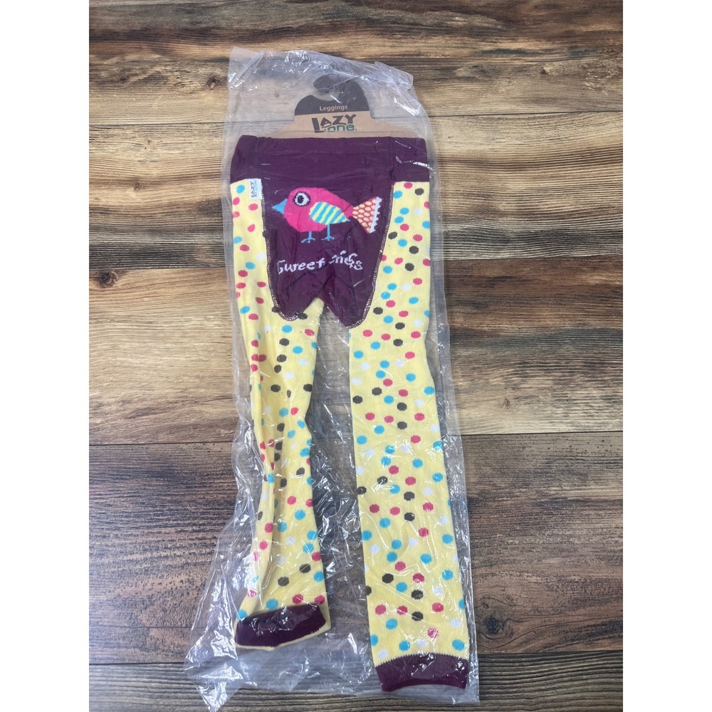 LazyOne Toddler Tweet Cheeks Polka Dot Leggings Yellow Purple Bird 4T TLG1804T